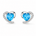 Heart & Moon Stud Earrings — Genuine 925 Silver