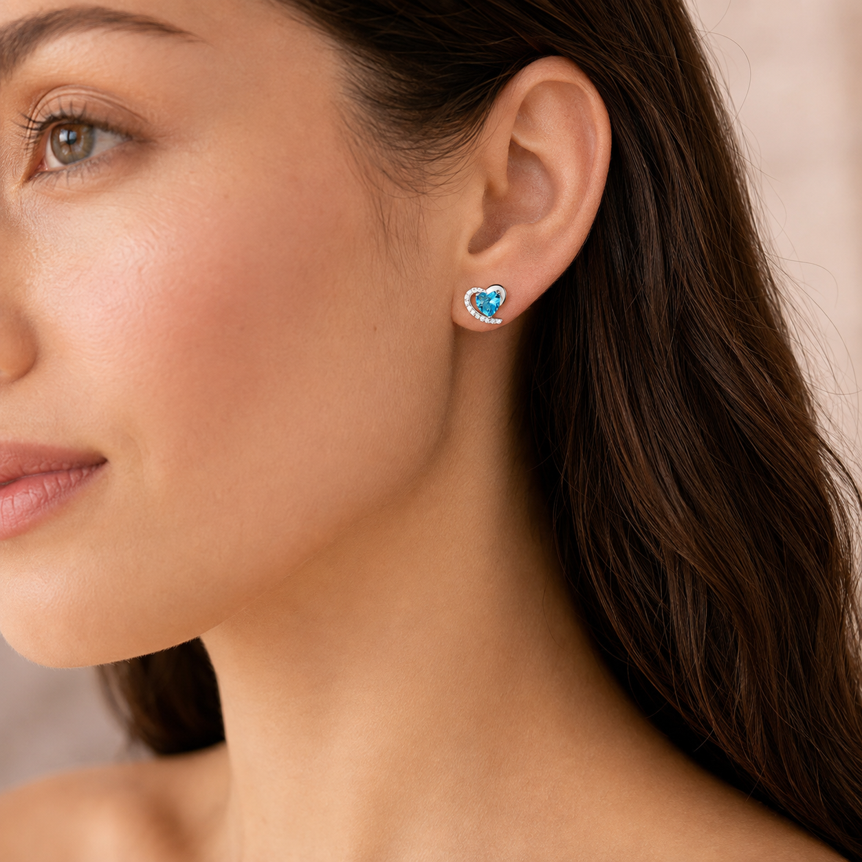 Heart & Moon Stud Earrings — Genuine 925 Silver