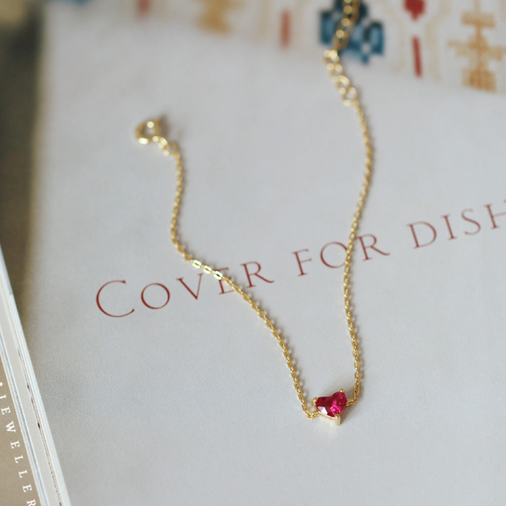 Red Heart Charm Bracelet, genuine 925 sterling silver
