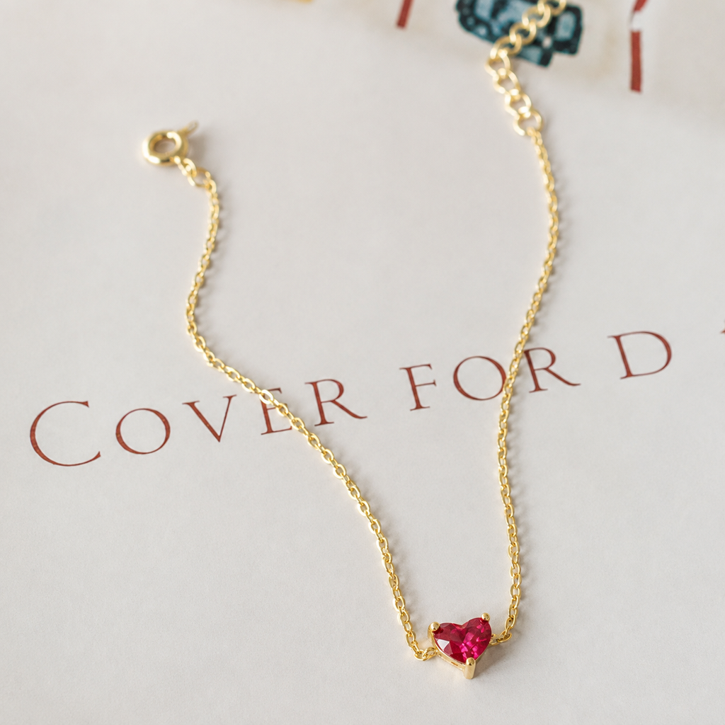 Red Heart Charm Bracelet — Genuine 925 Silver