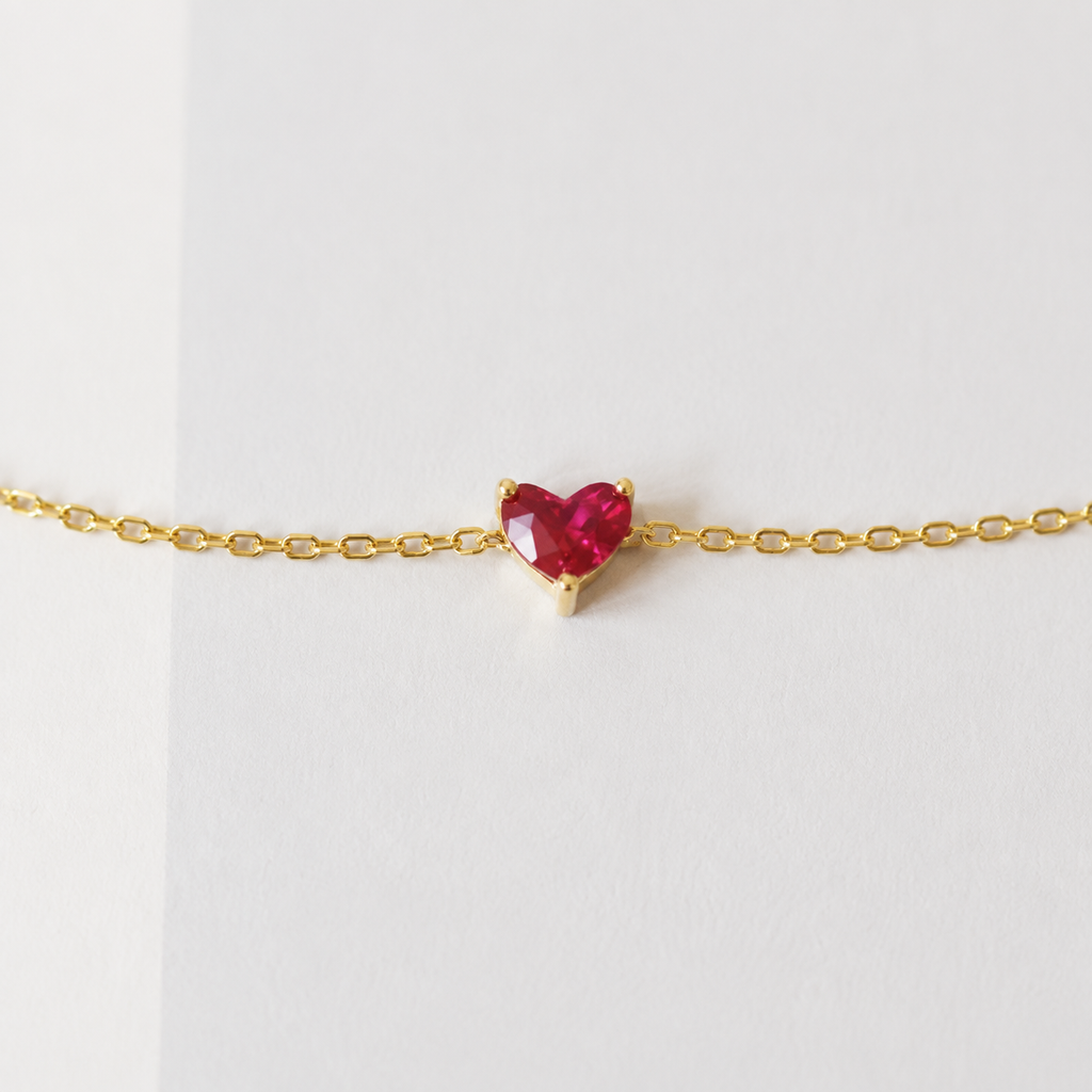 Red Heart Charm Bracelet — Genuine 925 Silver