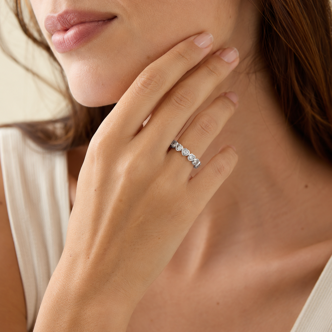 Heart Pavé Ring — Genuine 925 Silver
