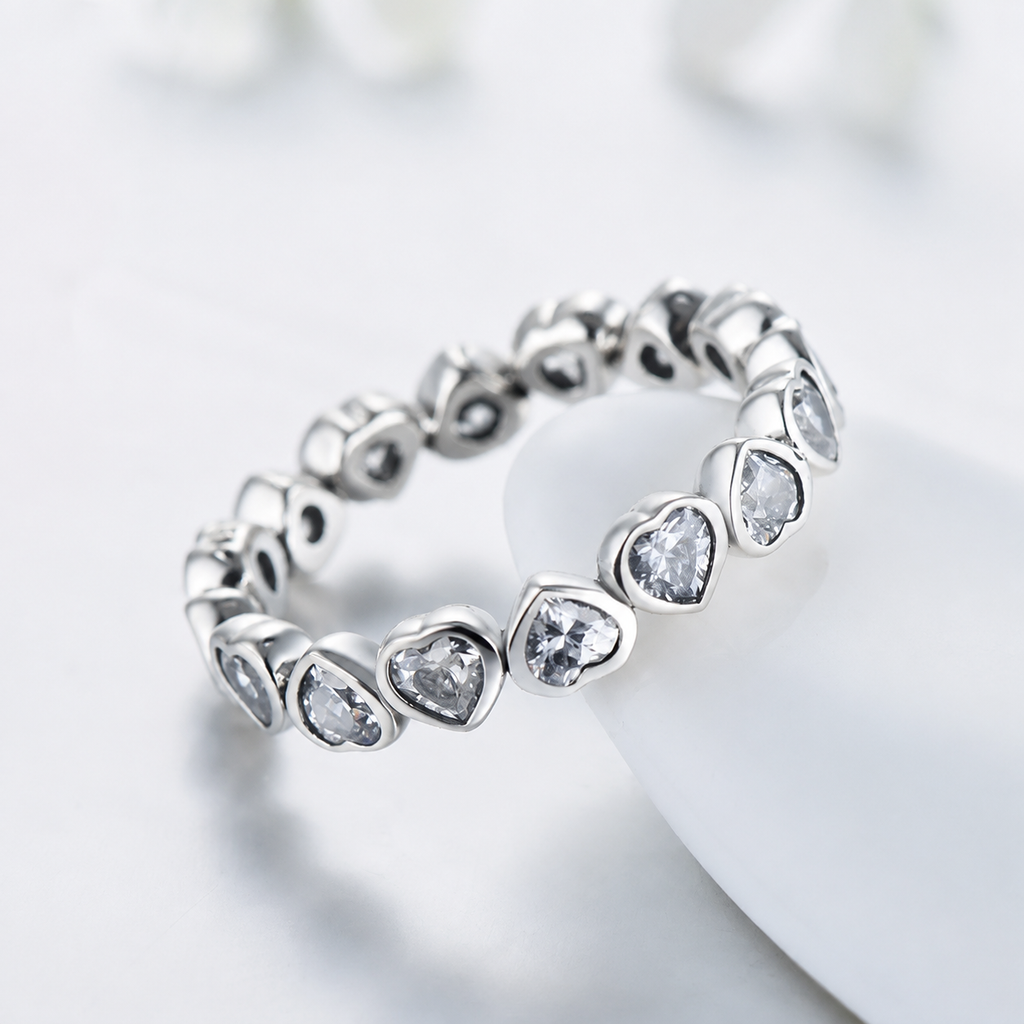 Heart Pavé Ring — Genuine 925 Silver