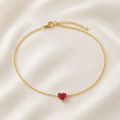 Red Heart Charm Bracelet — Genuine 925 Silver