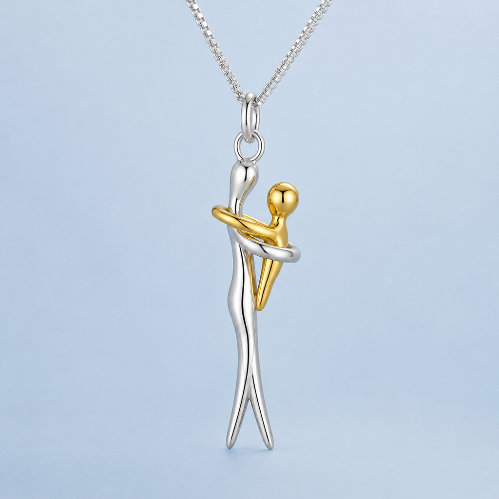 Eternal Embrace necklace - genuine 925 sterling silver mother and child pendant