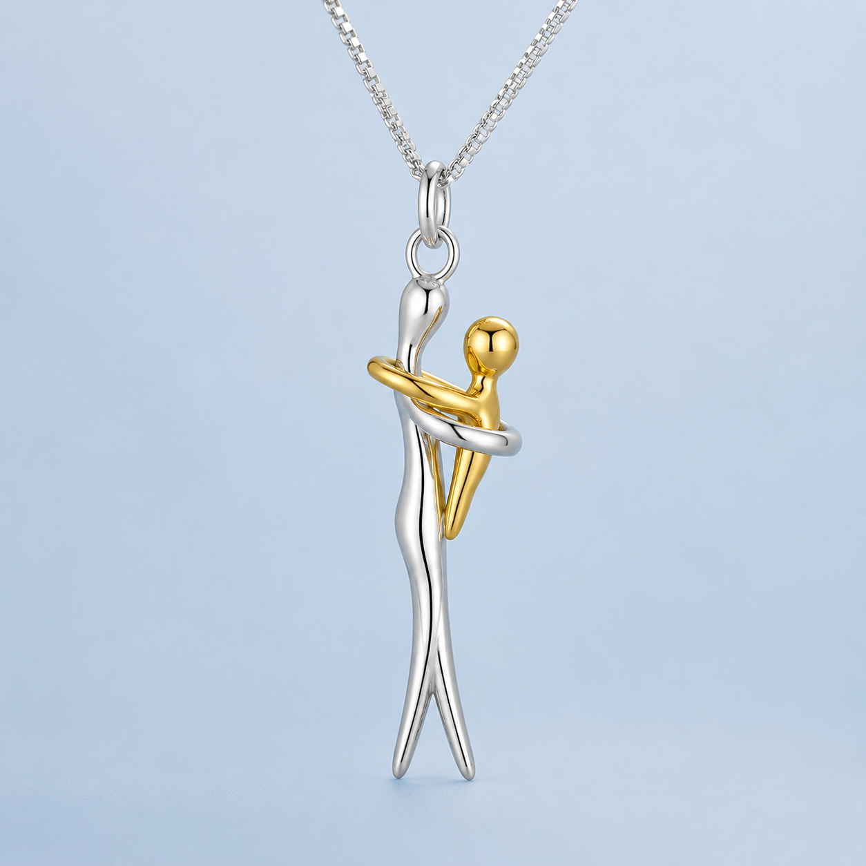 Eternal Embrace necklace - genuine 925 sterling silver mother and child pendant