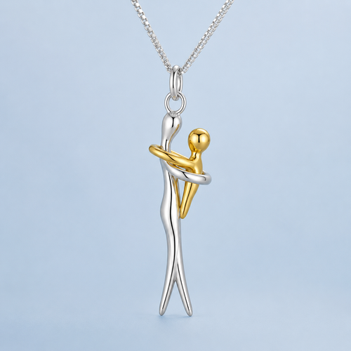 Eternal Embrace necklace - genuine 925 sterling silver mother and child pendant